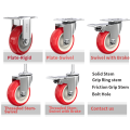 stainless steel red color polyurethane caster wheels